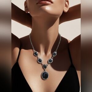 Black Onyx Rhinestone fashion necklace